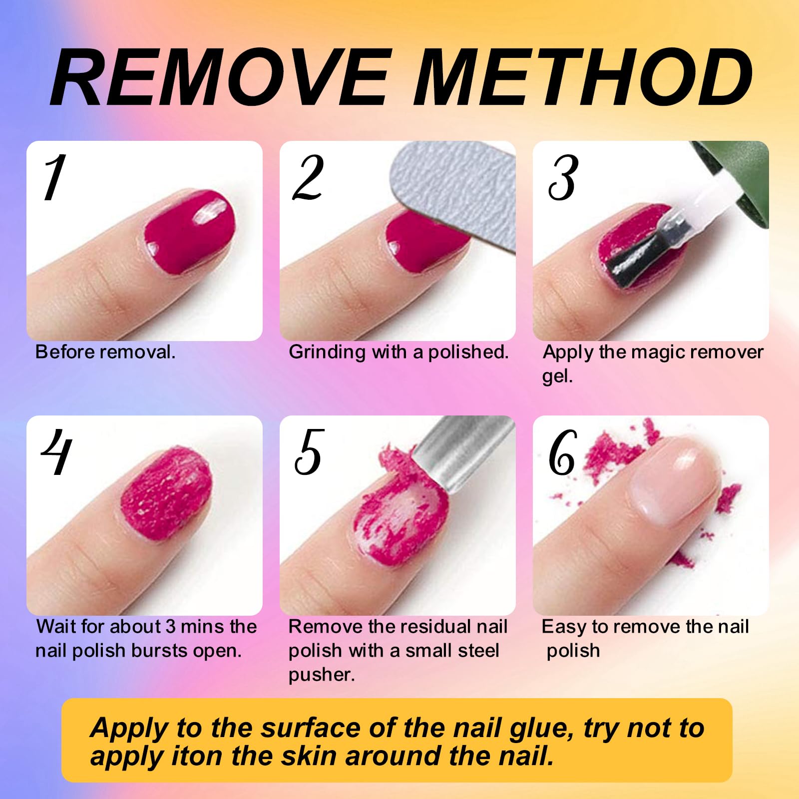 3Pcs Magic Nail Polish Remover - Quick & Easy Soak-Off Gel Polish Remover for Professional Nail Care | Perfect for Home & Salon Use