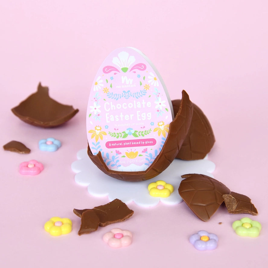 Easter Egg Surprise Gift Set - Chocolate Scented Lip Gloss & Nail Art Stickers for Kids - Perfect for Easter Basket Fillers, Party Favors & DIY Crafts