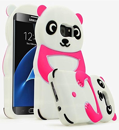Premium 3D Pink & White Silicone Panda Case for Samsung Galaxy S7 Edge - Cute Protective Phone Cover with Shock Absorption | Perfect for Daily Use, Travel & Gift Giving