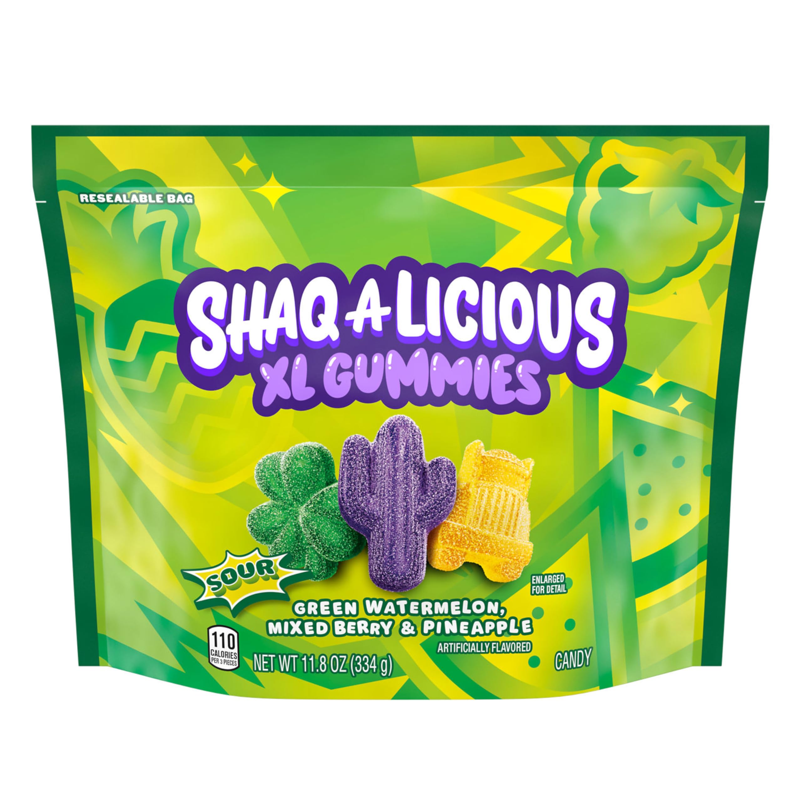 SHAQ-A-LICIOUS XL GUMMIES Sour Chewy Candy - 11.8 oz Bulk Bag - Perfect for Parties, Movie Nights & Snacking