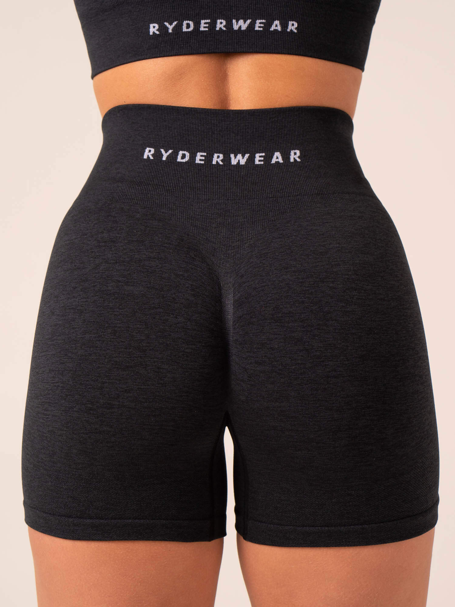 Aspire Seamless Workout Shorts for Women - Black Marl - High Waist Yoga Running Gym Athletic Shorts for Fitness & Lounge