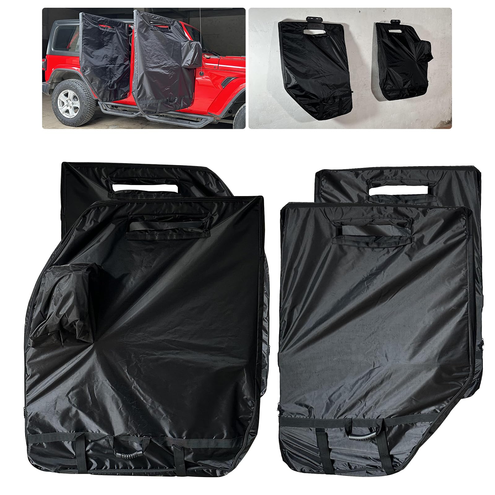 **SUNPIE Car Door Storage Organizer Hanger - Compatible with Jeep Wrangler JK JL JKU JLU YJ TJ & Gladiator (1976-2024) - 4-Door Storage Cover for Road Trips & Camping Gear**