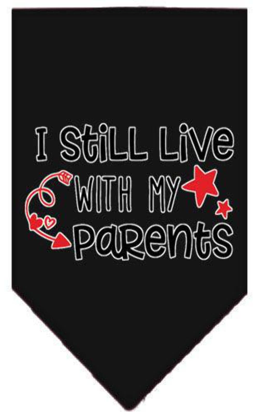 Funny Pet Bandana for Dogs - 'I Still Live With My Parents' Screen Printed Design - Grey Small Dog Neck Scarf - Perfect for Pet Costumes, Birthday Parties & Photo Shoots