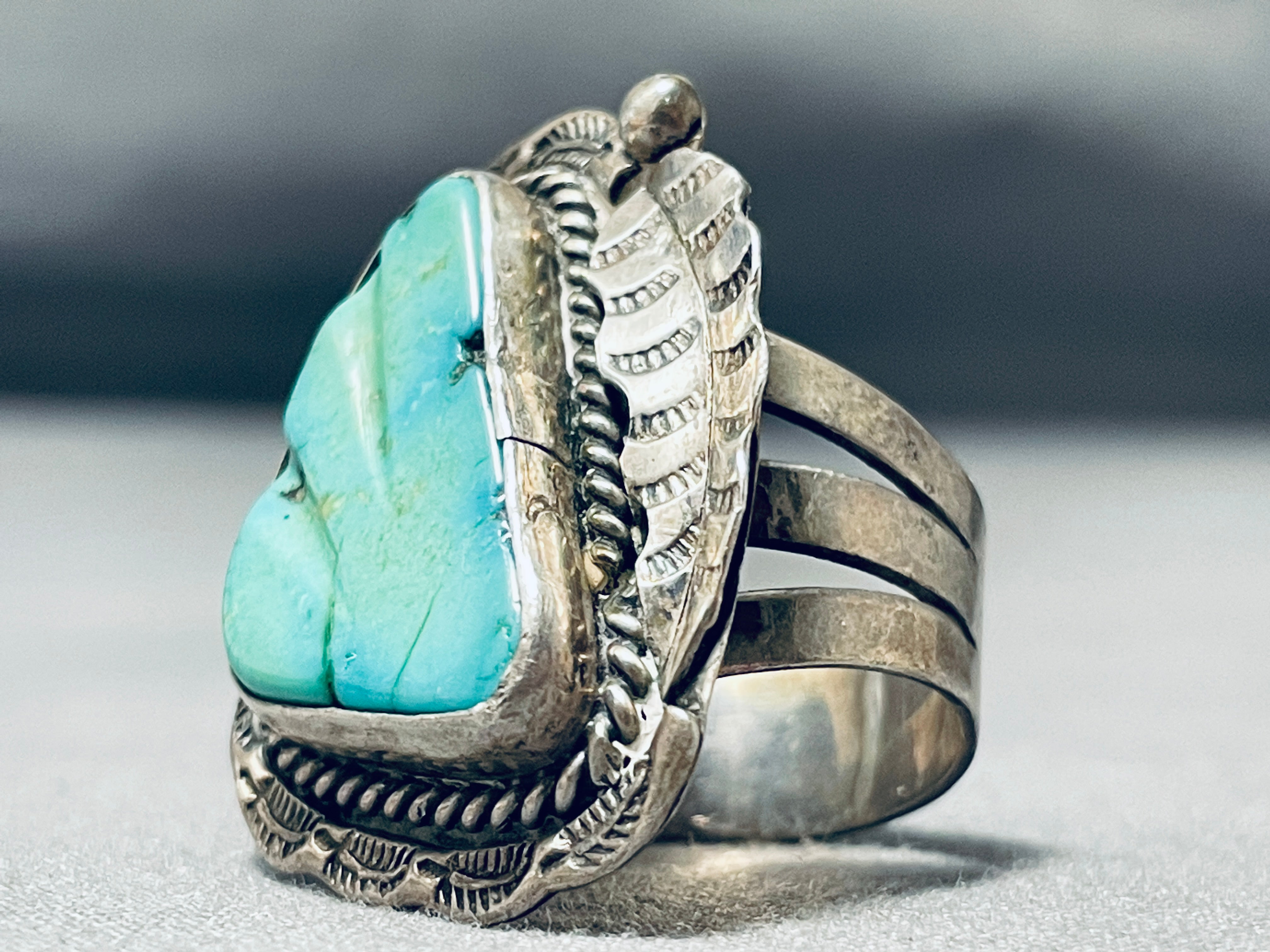 Vintage Navajo Blue Gem Turquoise Sterling Silver Ring for Women | Handmade Native American Jewelry | Perfect for Boho, Western & Festival Fashion