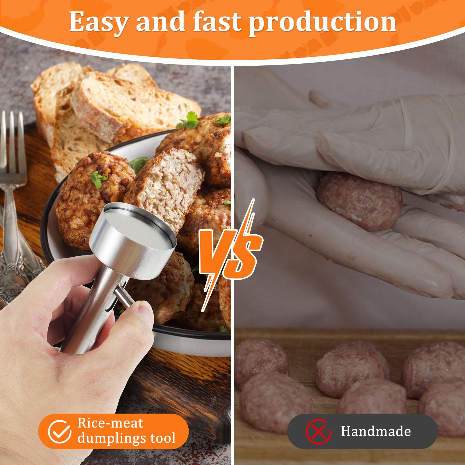 Stainless Steel Falafel Maker - Silver Kitchen Tool for Perfect Homemade Falafel (1 Count) | Ideal for Middle Eastern Cooking, Vegan Meals & Healthy Snacks