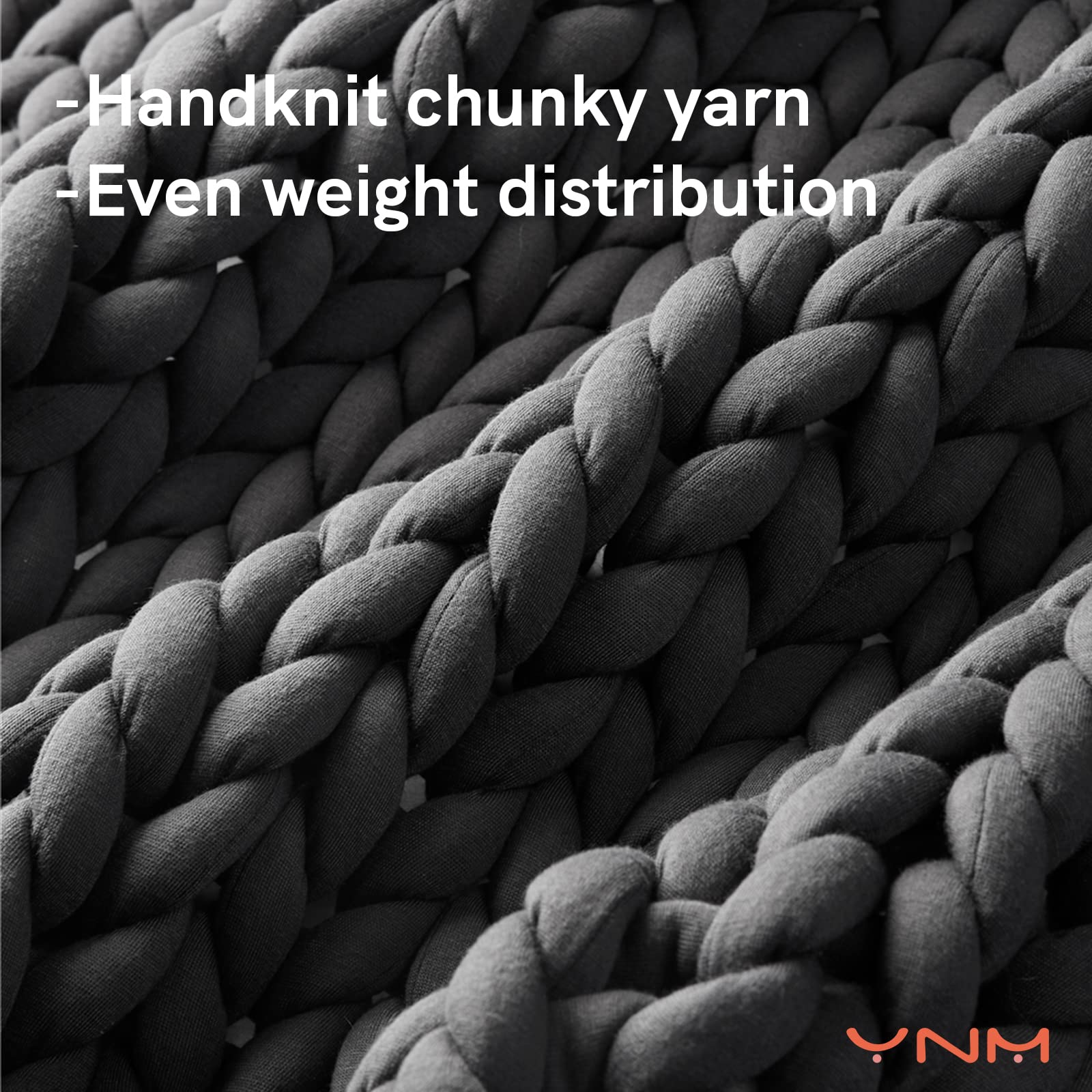 YnM Weighted Blanket 10lbs - Handmade Chunky Knit Blanket for Adults, Soft & Breathable Temperature Regulating Throw - 50x60 Inch Dark Grey - Machine Washable for Anxiety Relief, Better Sleep & Home Decor