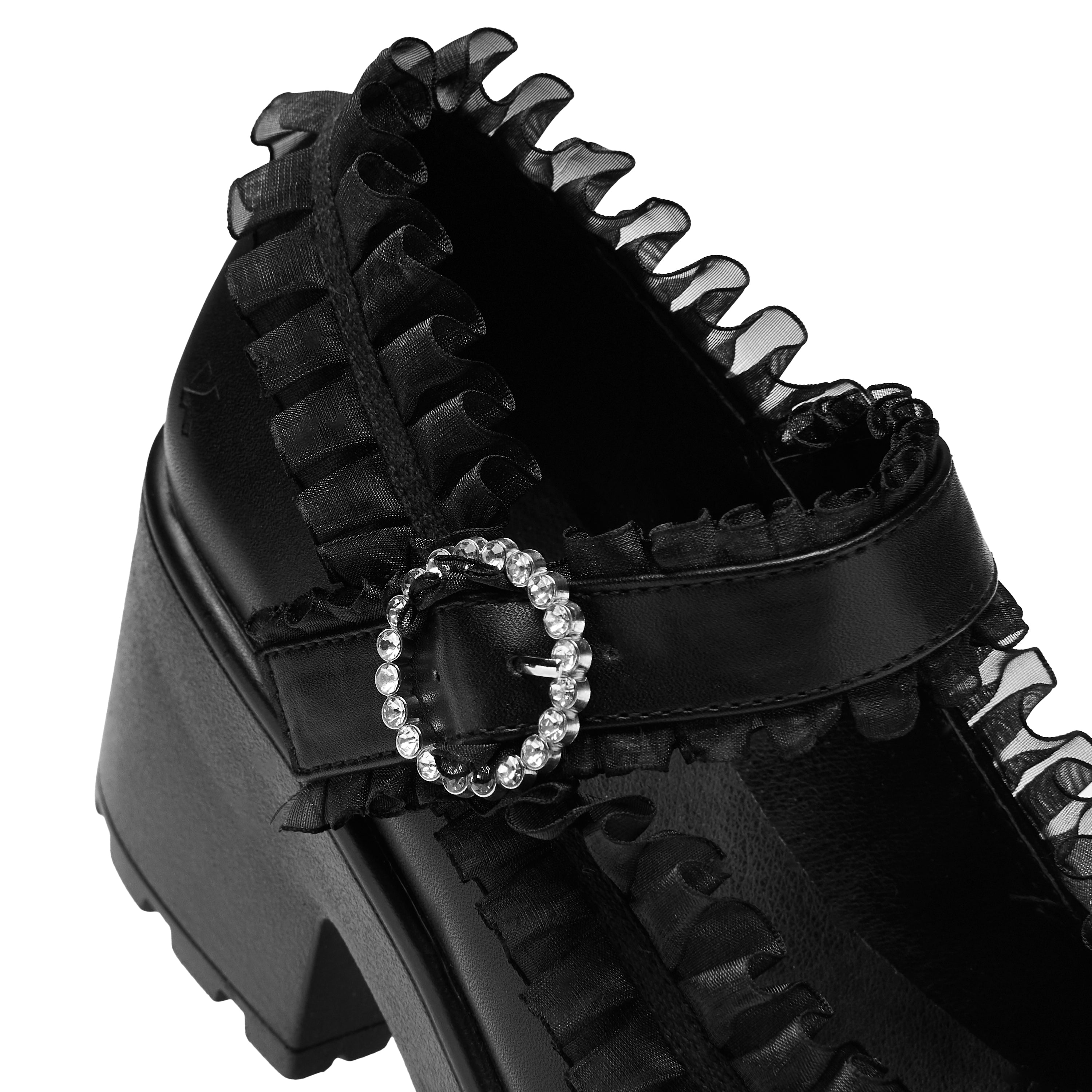 Tira Ruffle Mary Jane Shoes for Women - Dark Delights Edition | Elegant Vintage Style Flats with Bow Detail | Perfect for Weddings, Parties & Office Wear