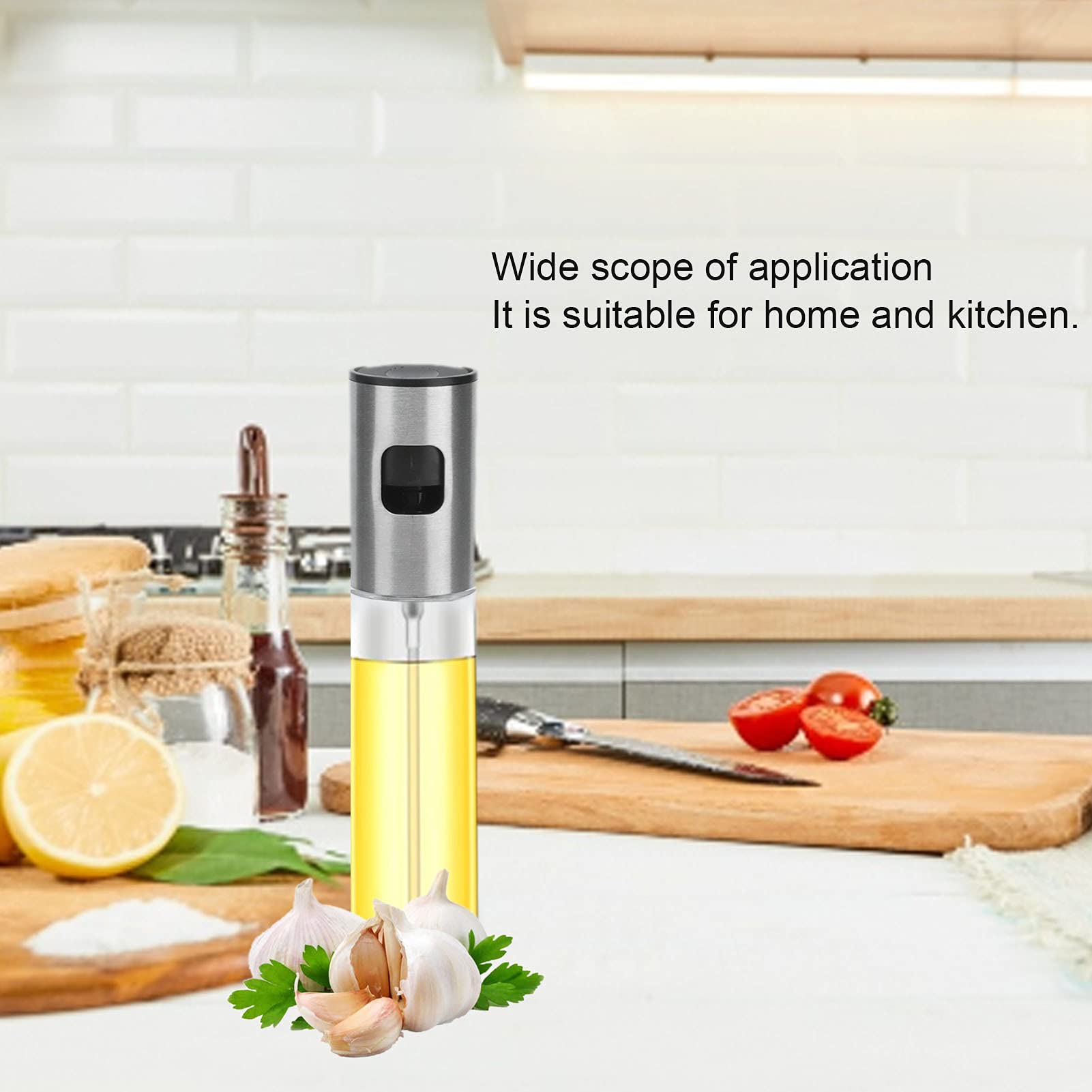 Stainless Steel Oil Sprayer Bottle 100ml - Push Type Olive Oil Sprayer for Kitchen, Cooking, Baking & Salad Dressing - Perfect for Home, Restaurant & Healthy Meal Prep