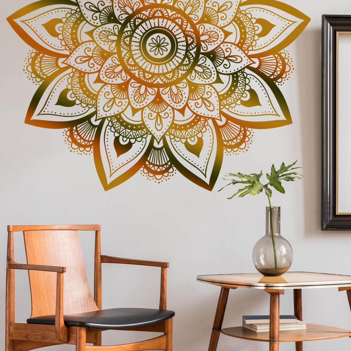 Boho Mandala Flower Wall Decal - Large Self-Adhesive Wall Stickers for Living Room, Bedroom, Yoga Studio - Perfect for Home Decor, Headboard & Meditation Spaces