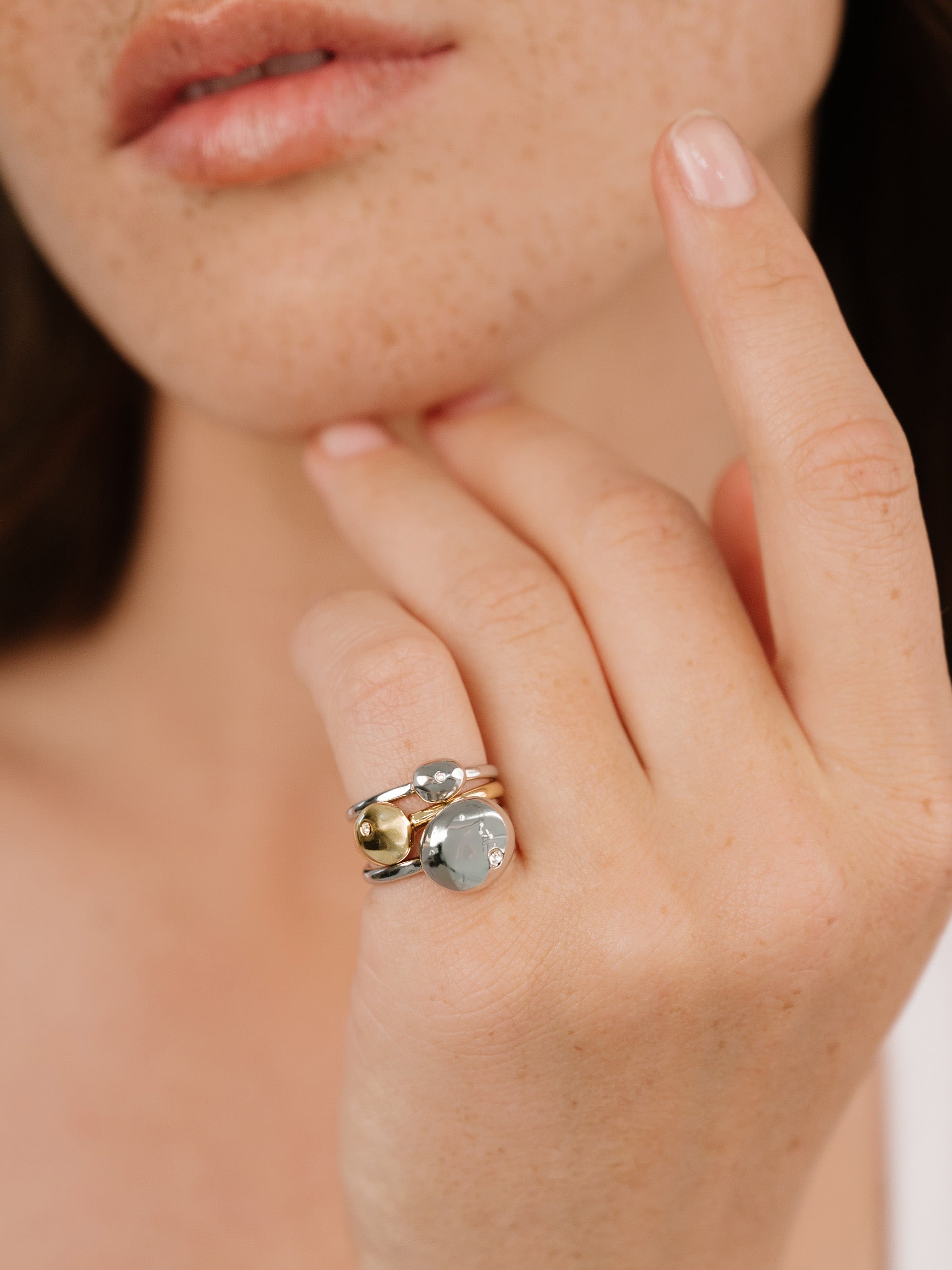 Elegant Stacking Pebble Rings Set for Women - Minimalist Dainty Gold & Silver Rings - Perfect for Layering, Everyday Wear, and Special Occasions