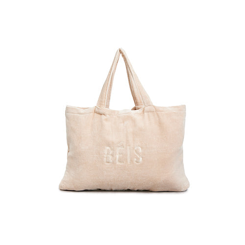 Premium Beige Terry Towel Tote Bag - Soft Cotton Beach Tote for Women - Perfect for Pool, Gym & Shopping