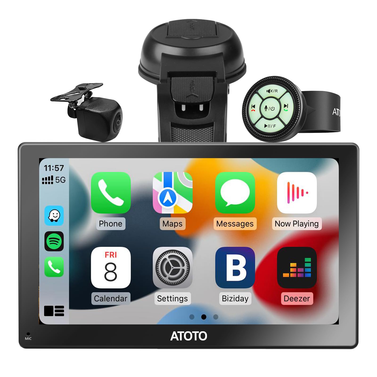 ATOTO P5 9-Inch QLED Wireless CarPlay & Android Auto Car Stereo with 1080P Backup Camera, Bluetooth, GPS Navigation, MirrorLink, AUX/FM Output & Remote Control - Glare-Suppressing Portable Screen for Smooth Driving & Parking (Model P509SD-S21) | Perfect for Commuting, Road Trips & Daily Driving