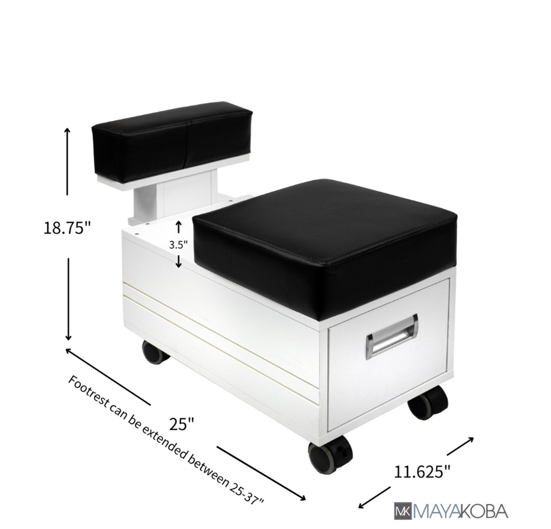 Alera Ergonomic Pedicure Stool with Adjustable Height - Comfortable Rolling Stool for Salon, Spa, Nail Technicians & Home Pedicures