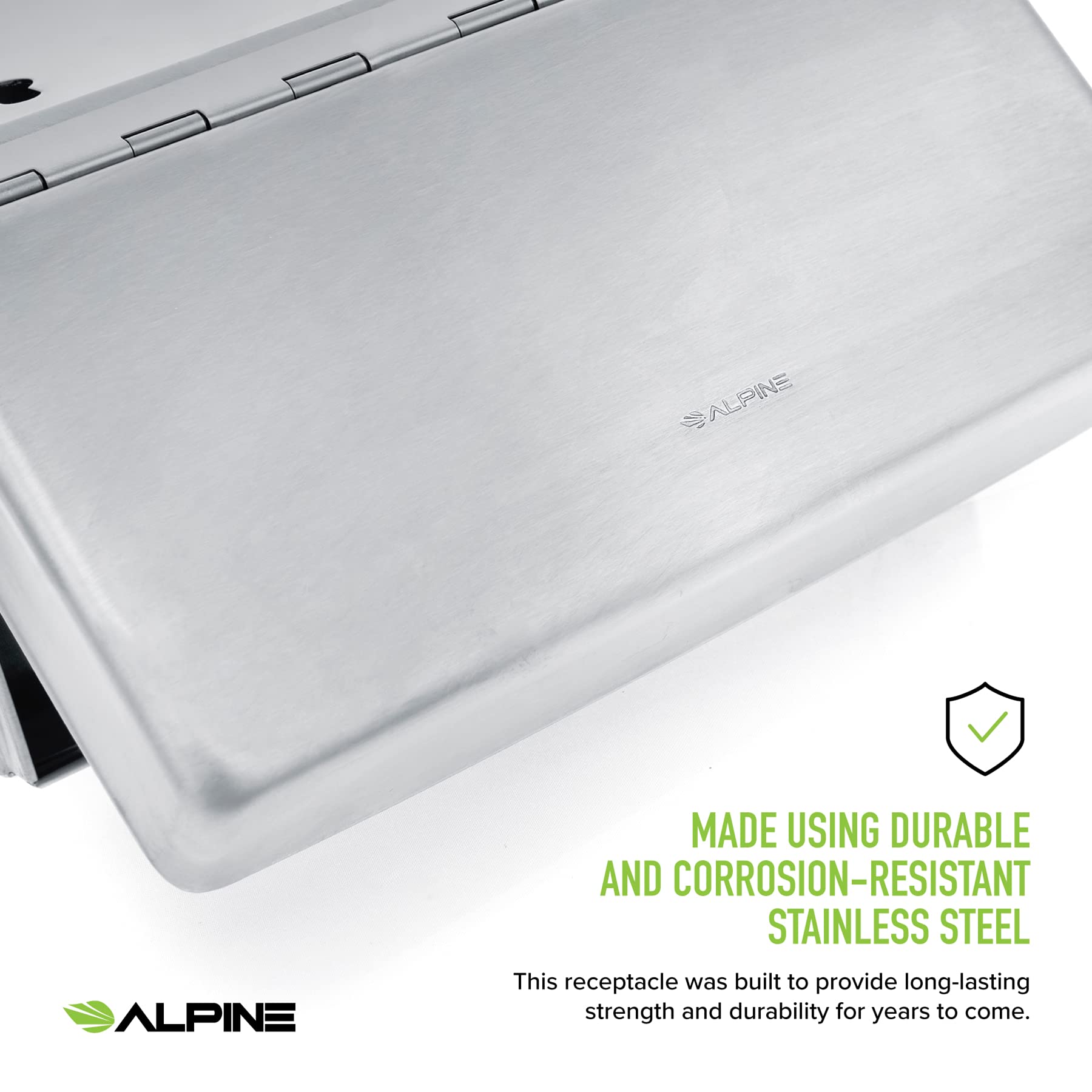 Alpine Industries Single Toilet Paper Holder with Shelf Storage Rack & Sanitary Napkin Receptacle Set - Bathroom Organizer for Home, Office, and Public Restrooms