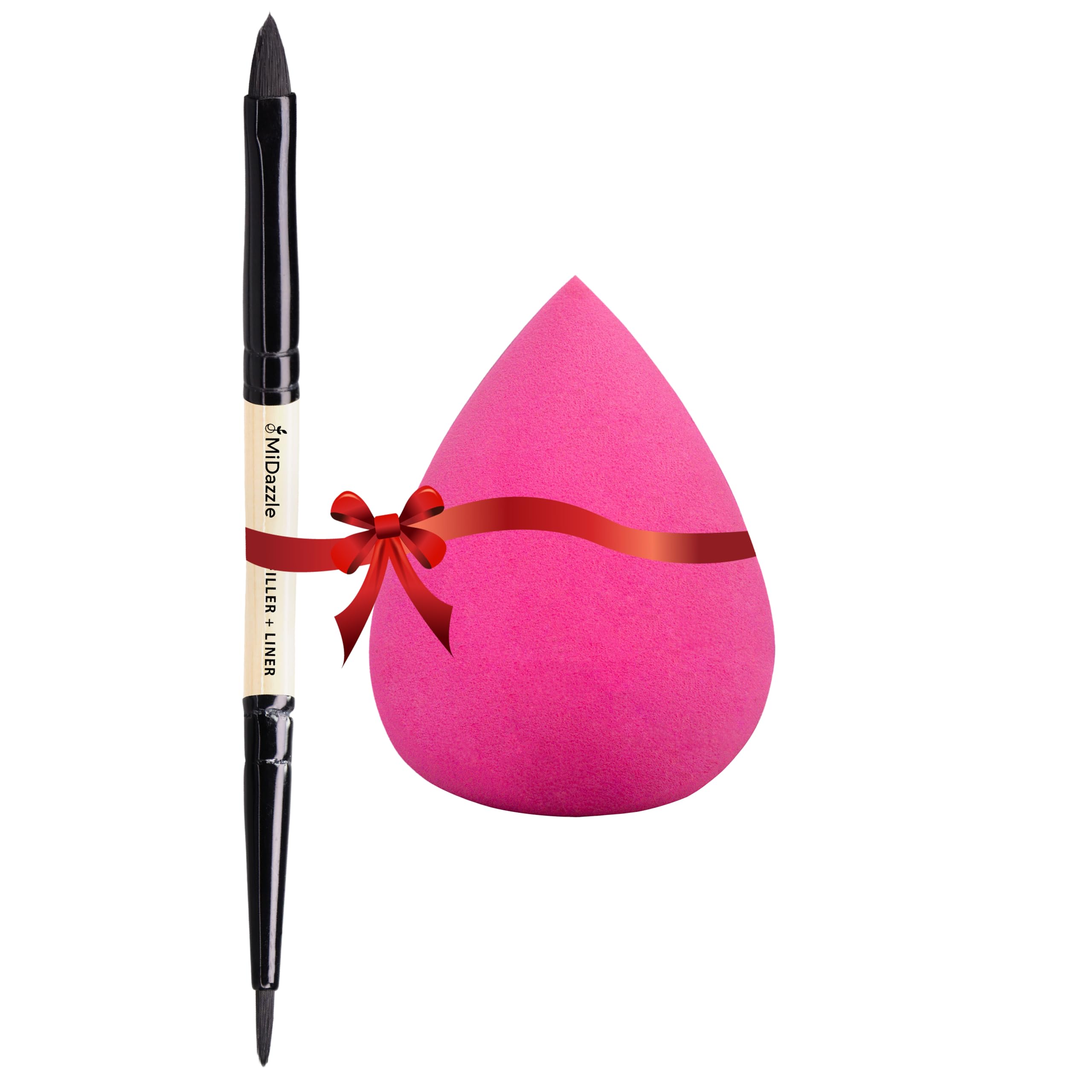 Premium 2-in-1 Wooden Lip Filler & Liner Brush with Beauty Blender - Dual Makeup Tool for Lipstick Application & Contouring - Perfect for Professional Makeup Artists & Home Beauty Kits