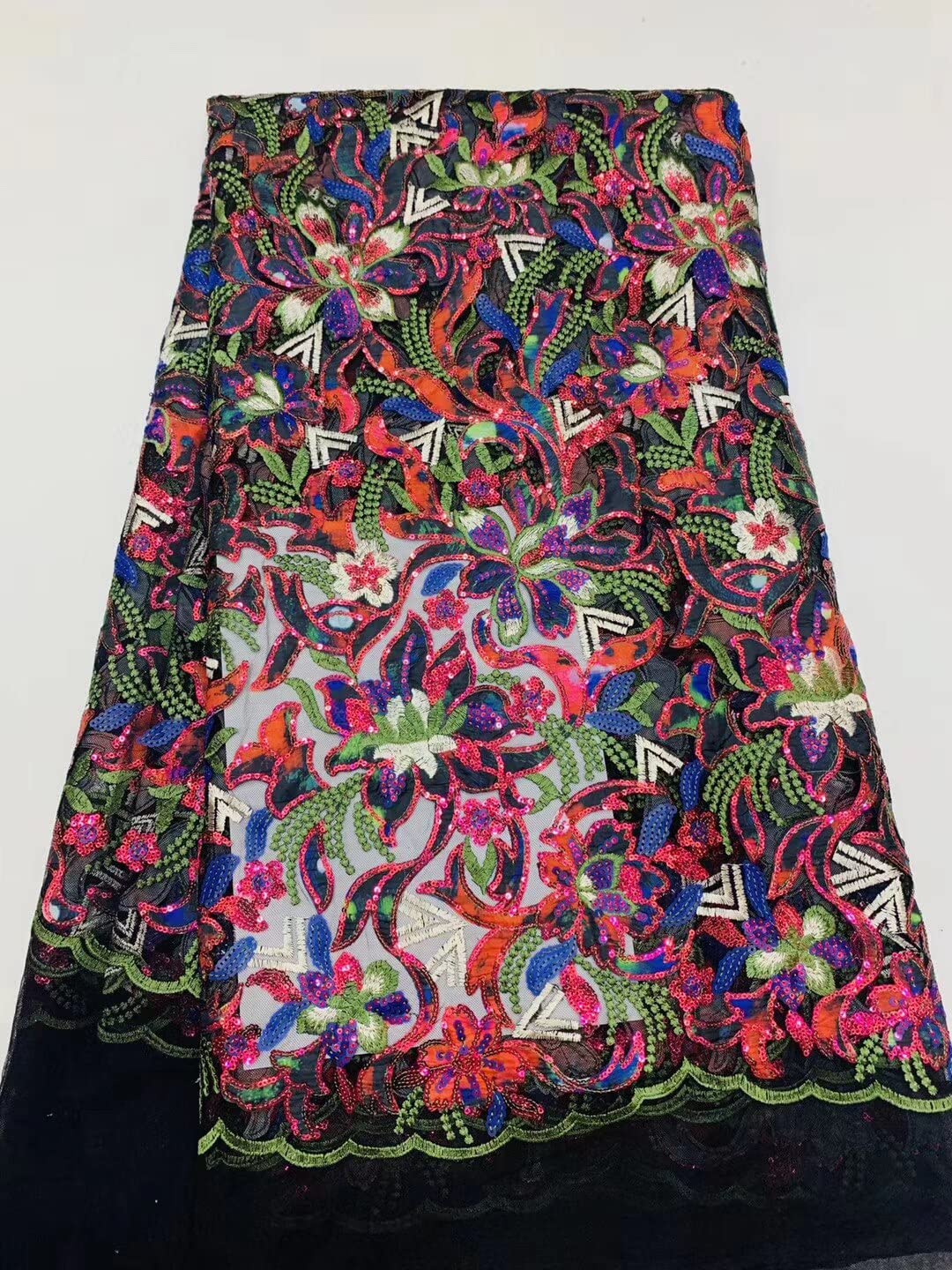 Premium S3LLACE Nigeria Sequined Lace Fabric - African Wedding Lace Material, French Tulle Bridal Fabric (D4141) for Gowns, Dresses & Traditional Attire - Perfect for Bridal Sewing, Nigerian Fashion Design & Special Occasion Outfits