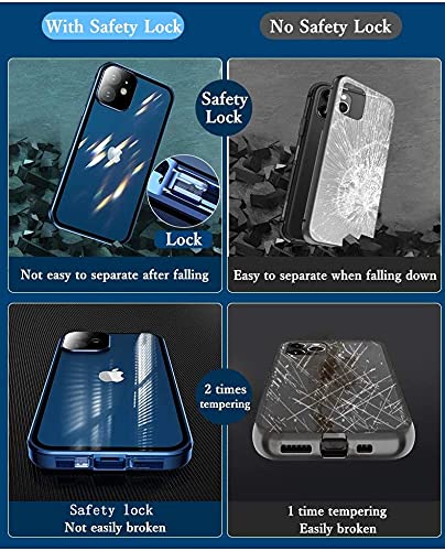 Magnetic iPhone 13 Case with Safety Lock - 360° Full Body Protection, Metal Bumper & Double-Sided Tempered Glass, Camera Lens Protector (Pink) | Perfect for Everyday Use, Travel & Outdoor Activities