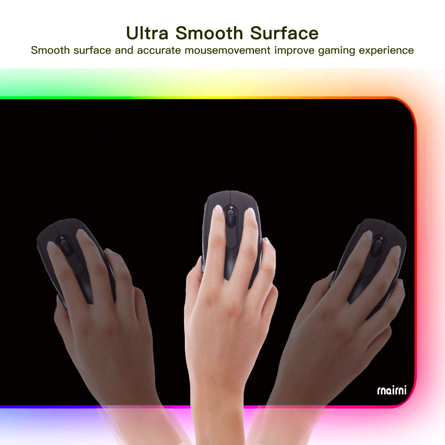 RGB Gaming Mouse Pad - Large Waterproof Mouse Mat with 10 Lighting Modes for PC Gamers & Office Use