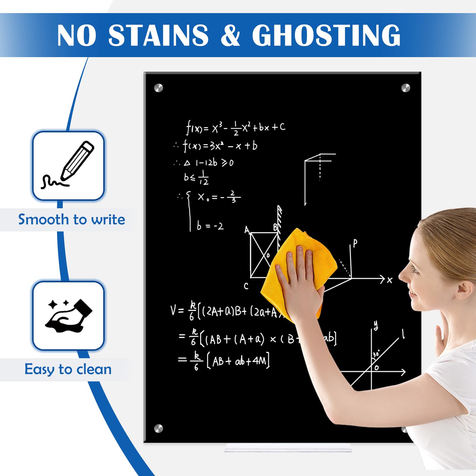 24x18 Inch Magnetic Glass Dry Erase Board - Black Wall Mounted Whiteboard with Marker Tray & 3 Magnets | Perfect for Office Meetings, Home Organization & Classroom Teaching