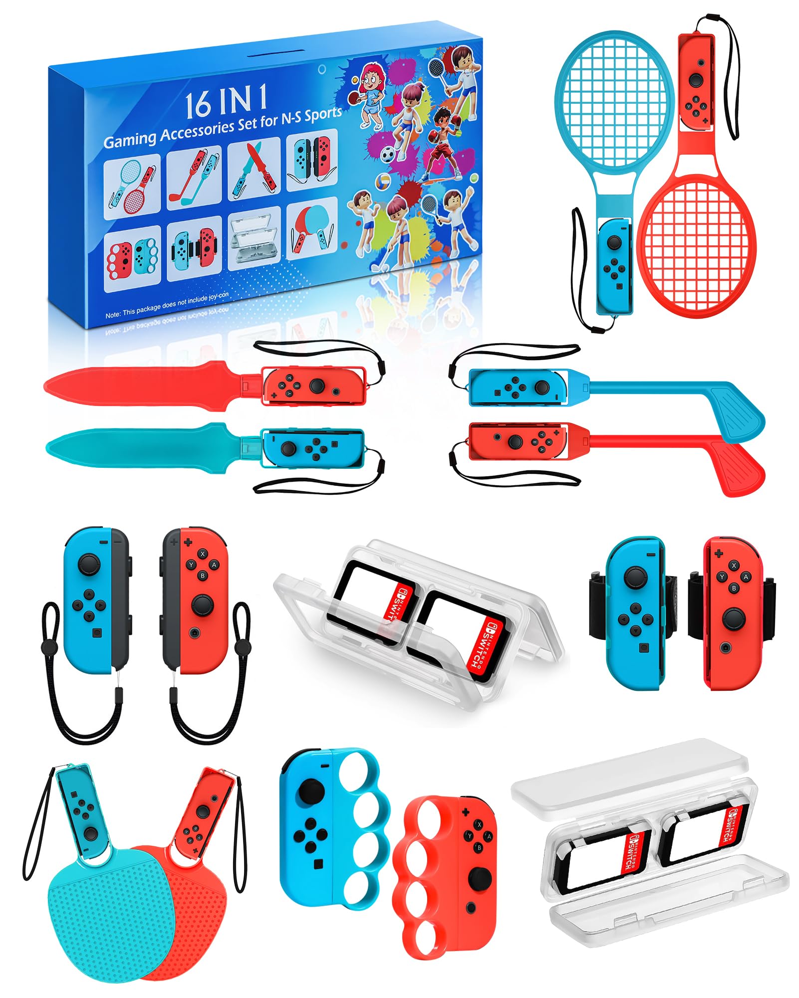 16-in-1 Nintendo Switch Sports Accessories Bundle Kit - Multiplayer Family Party Game Set for Switch/OLED - Perfect for Kids & Adults Indoor/Outdoor Sports Games