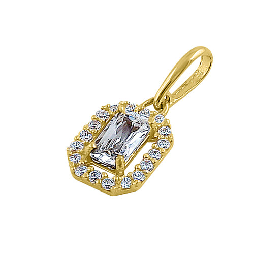 14K Solid Yellow Gold Emerald Cut Cubic Zirconia Pendant Necklace - Elegant Jewelry Gift for Women, Perfect for Weddings, Anniversaries & Special Occasions