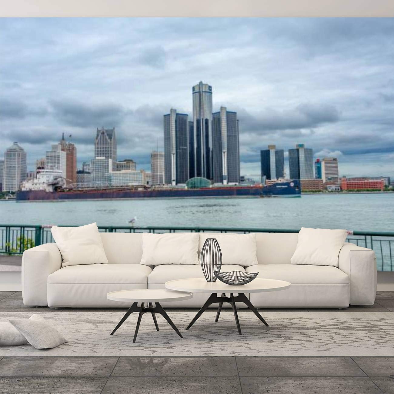 Detroit General Motors Building Canvas Print - Large Peel & Stick Self-Adhesive Wall Mural Decal | Removable Wallpaper for Bedroom, Living Room & Office Decor