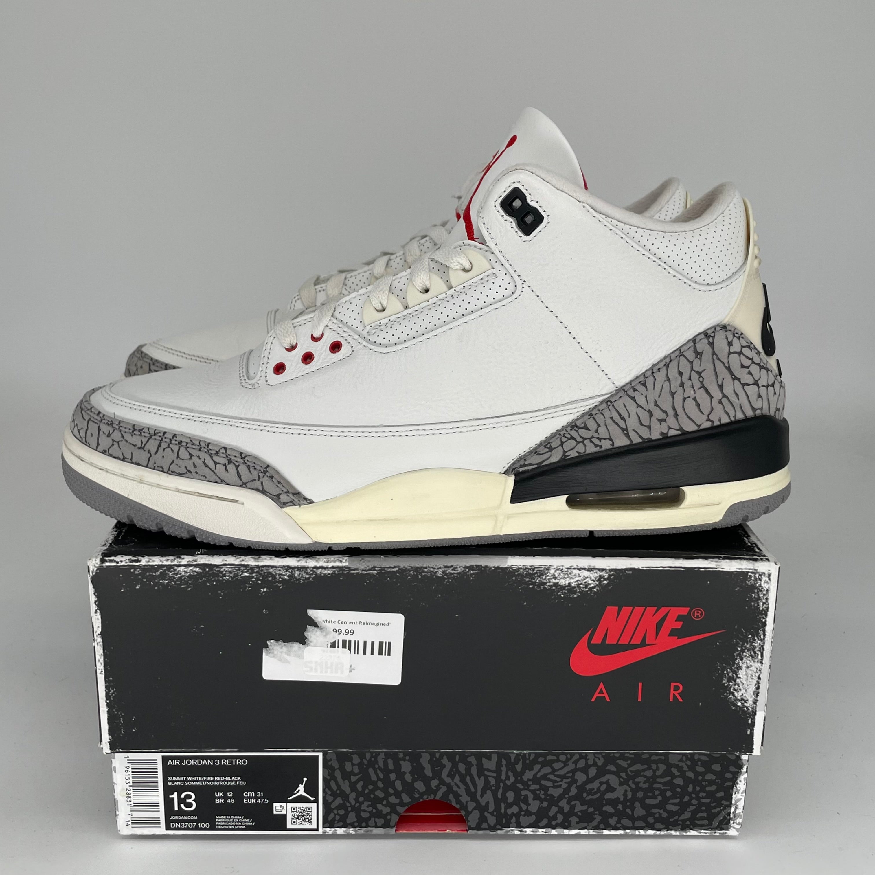 Original Air Jordan 3 White Cement Reimagined Men's Basketball Shoes - Size 13 (DN3707-100) | Retro Sneakers for Streetwear & Casual Outfits