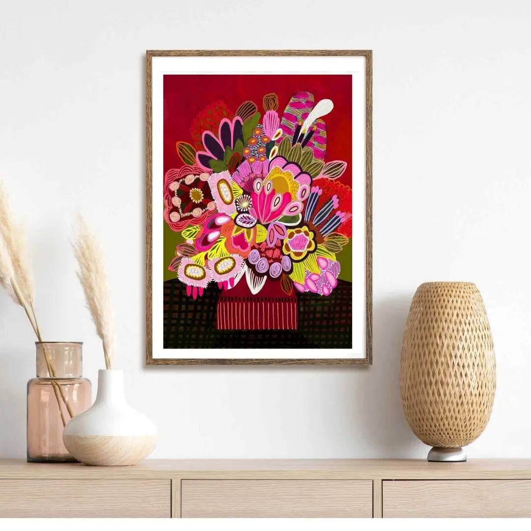 Botanica Stupenda Modern Art Print - Vibrant Botanical Wall Decor for Living Room, Bedroom & Office | Perfect Home & Office Decoration