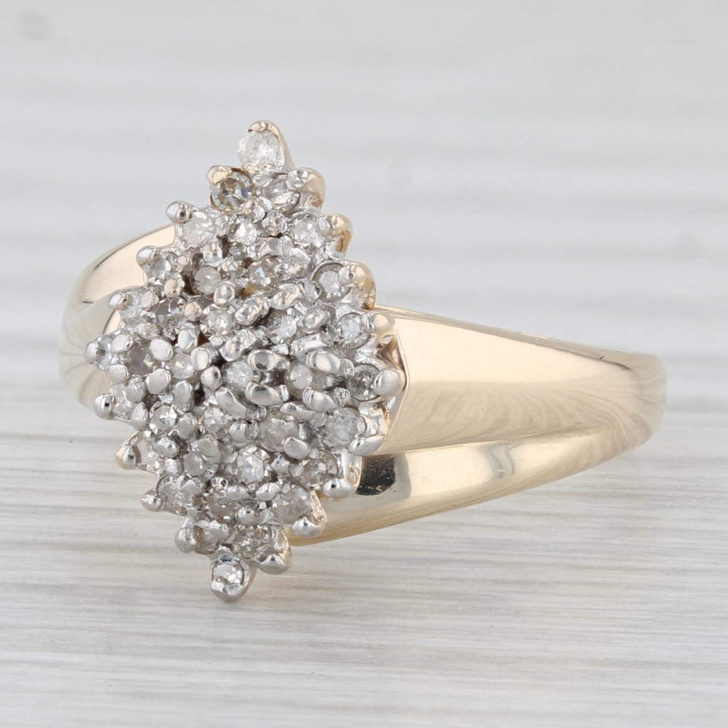 0.18ctw Diamond Cluster Ring in 10k Yellow Gold - Size 6.25 - Elegant Wedding Band, Anniversary Gift, or Everyday Jewelry for Women