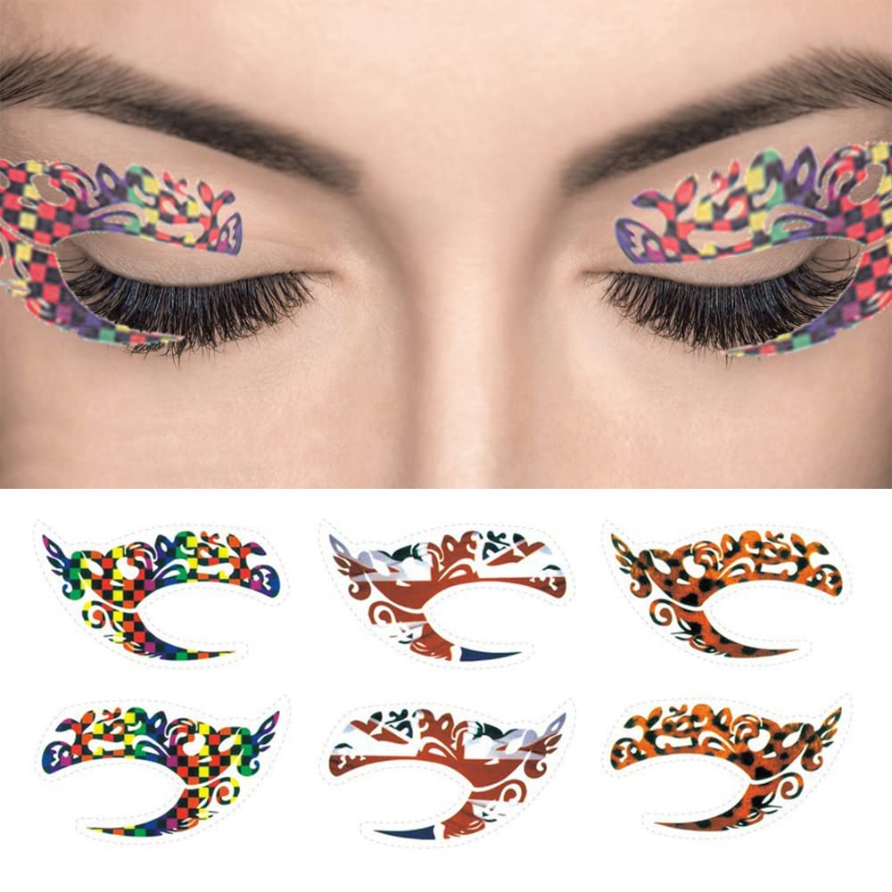 8 Pairs Waterproof Eyeshadow Tattoo Stickers - Long Lasting Temporary Face Tattoos for Festival Makeup, Rave Parties, Halloween & Cosplay - Perfect for EDM Concerts, Music Festivals & Costume Events