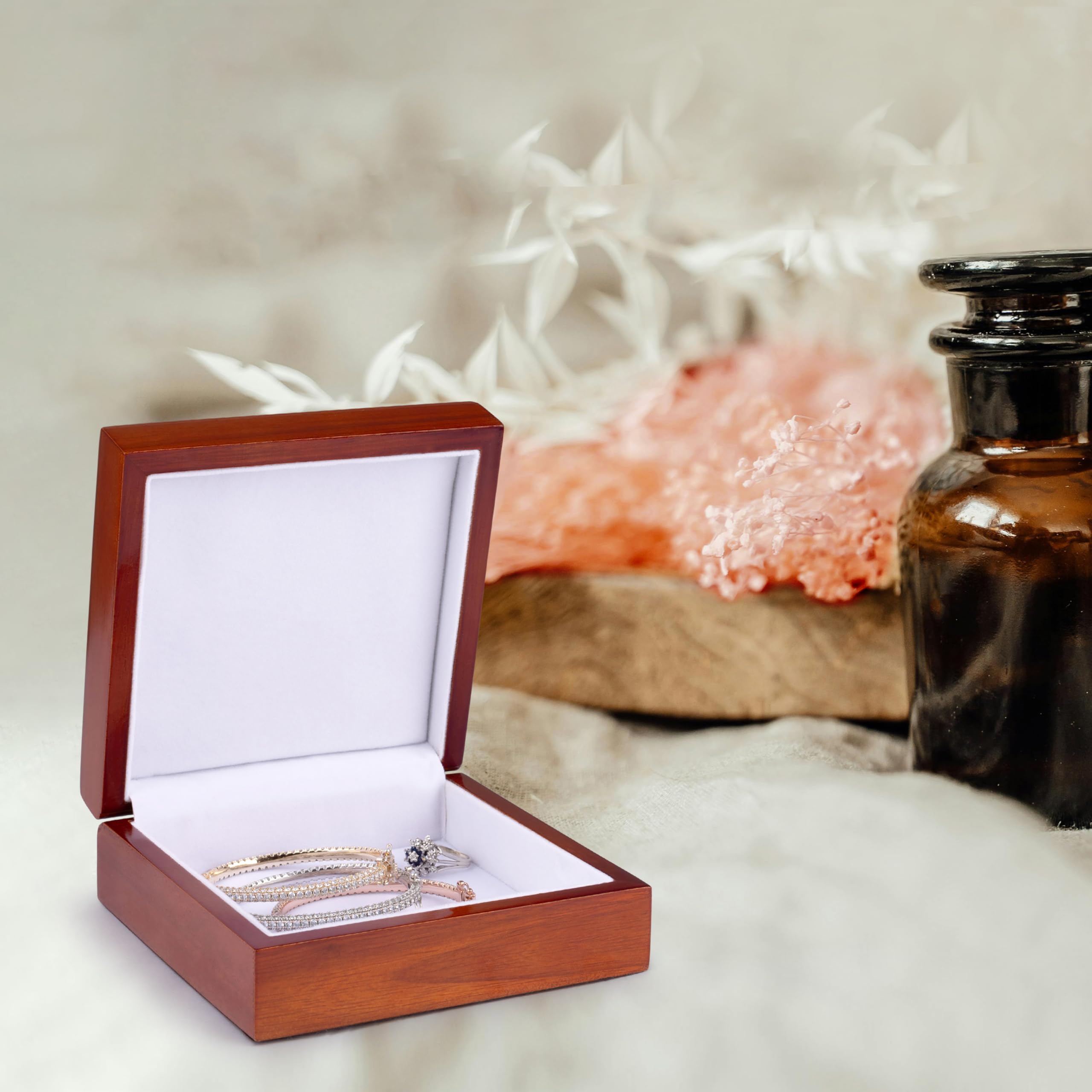 3D Rose White Tulips with Purple Flowers Jewelry Box JB-59821-1 - Elegant Storage for Rings, Necklaces & Keepsakes | Perfect Gift for Women & Girls