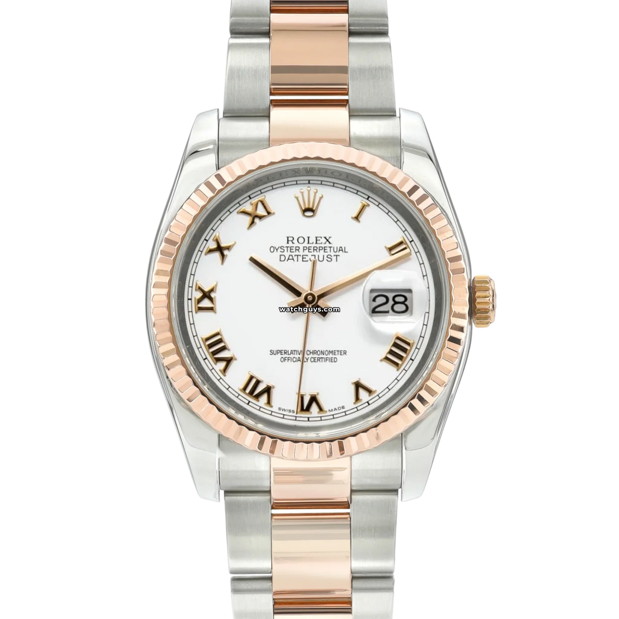 Rolex Datejust 116231 Men's Watch - 36mm Stainless Steel & White Gold, White Roman Dial, Oyster Bracelet - Luxury Dress Watch for Business & Formal Occasions