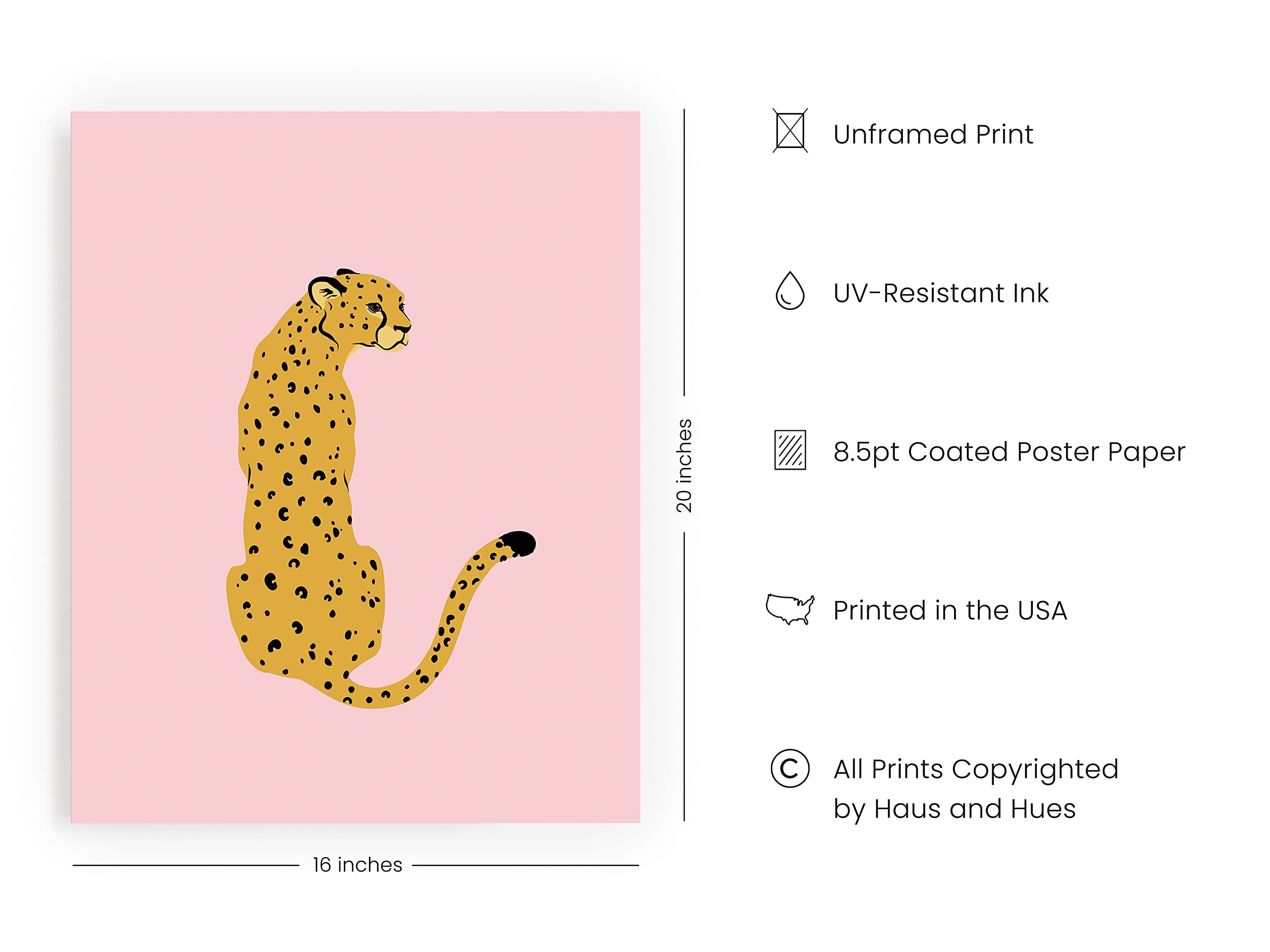 HAUS AND HUES Pink Cheetah Print Wall Art Poster - 16x20 Inches Unframed Cheetah Decor for Bedroom, Living Room & Office Aesthetic | Blush Pink Animal Print Wall Decor for Girls Room & Home Decor