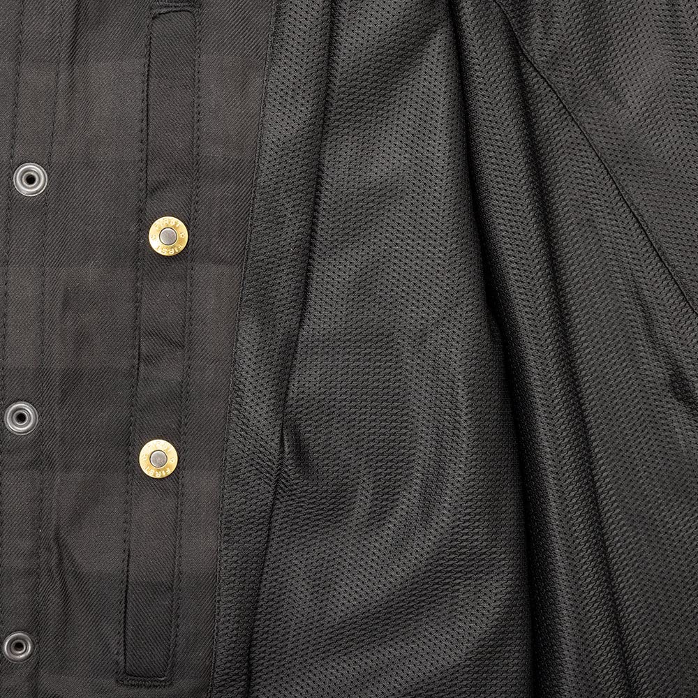 First Manufacturing Men's Motorcycle Waterproof Riding Jacket - Black & Brown Flannel Shirt with Armor Pocket for Harley Riders - Ideal for Commuting, Touring & Adventure Riding