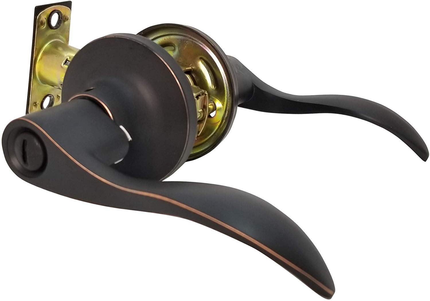 Wave Style Oil-Rubbed Bronze Privacy Bedroom & Bathroom Door Lock Lever Handle - Perfect for Home, Office, and Hotel Interior Doors (LH)
