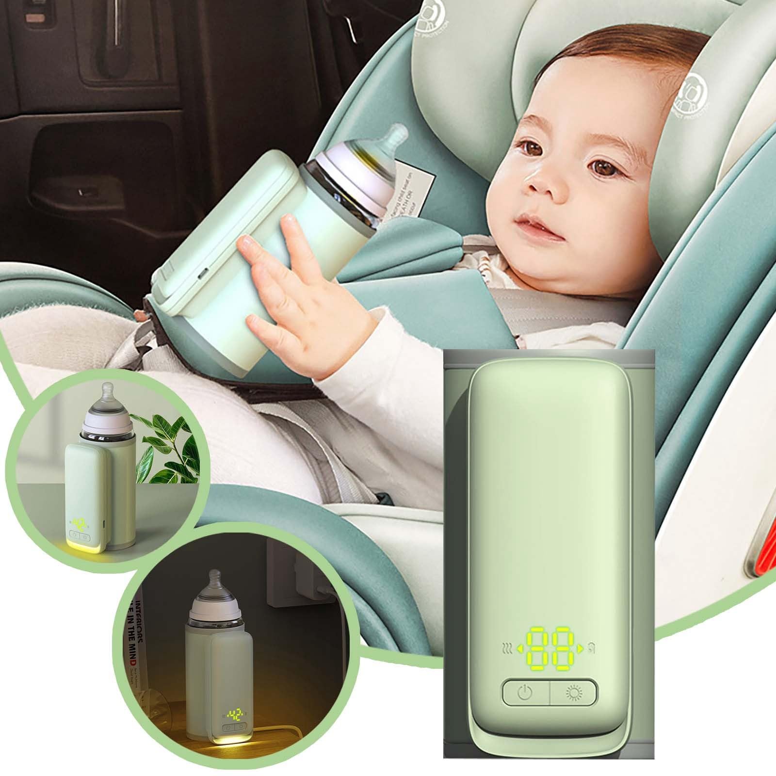 Portable USB Rechargeable Bottle Warmer - Wireless Travel Baby Milk & Water Warmer with Constant Temperature Control - Perfect for On-the-Go Parents, Camping & Road Trips (Green)