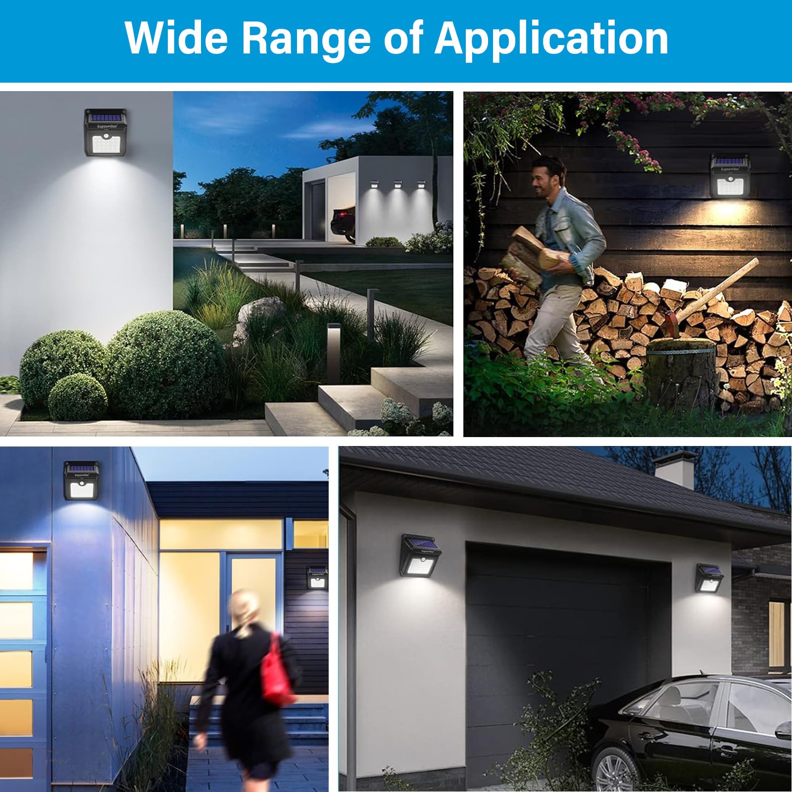 28 LEDs Solar Motion Sensor Lights Outdoor - 400 Lumen Waterproof Wireless Security Lights for Yard, Garage, Porch, Patio (4-Pack) | Solar Powered Night Lighting for Steps, Pathways & Home Safety