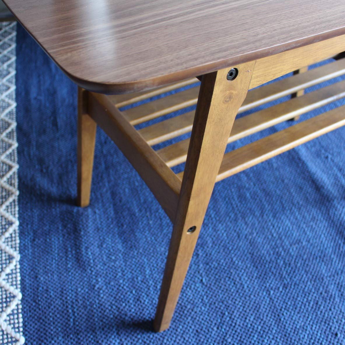 AZUMAYA TAC-227WAL Modern Walnut Coffee Table - 36 Inch Round Wooden Living Room Table with Storage Shelf - Perfect for Small Spaces, Apartments & Cozy Home Decor