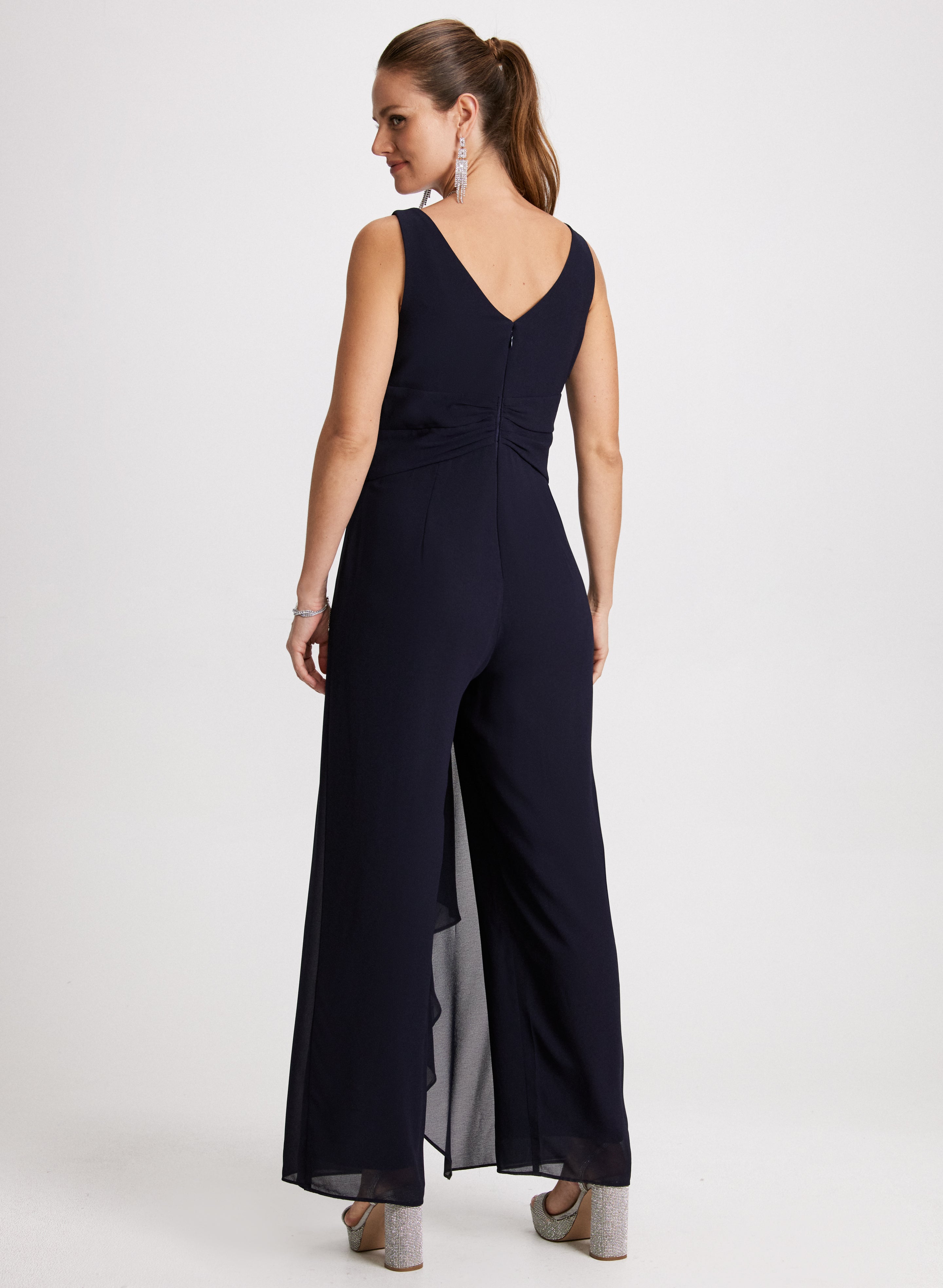 Sexy Deep V Neck Jumpsuit for Women - Elegant One Piece Romper with Side Pockets | Perfect for Date Night, Club Outfits & Summer Vacations