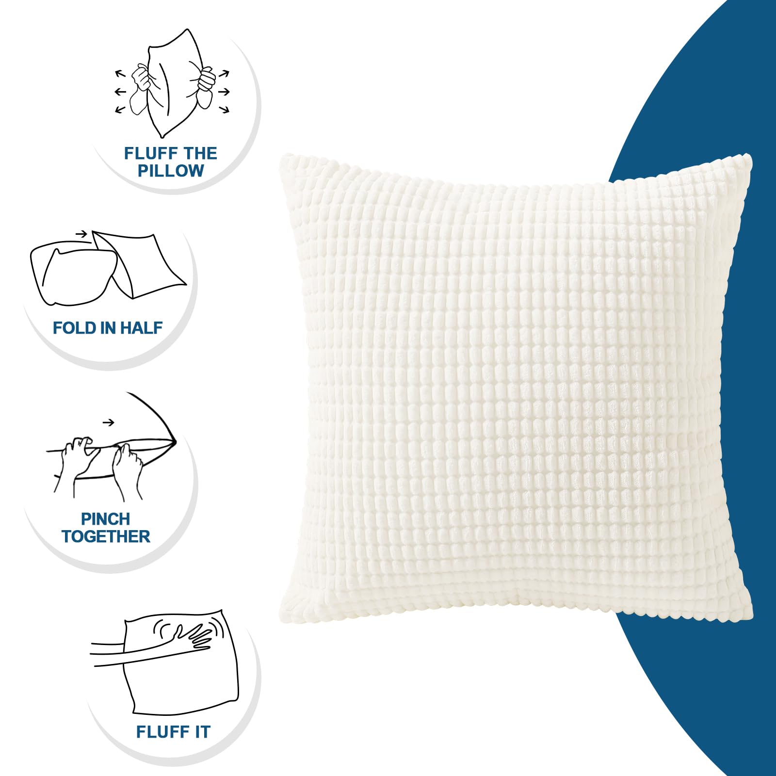 BeBen 20x20 Corduroy Throw Pillow Covers Set of 2 - Soft Square Decorative Cushion Cases for Couch, Sofa, Bed & Car - Beige Home Decor | Perfect for Living Room, Bedroom & Interior Design