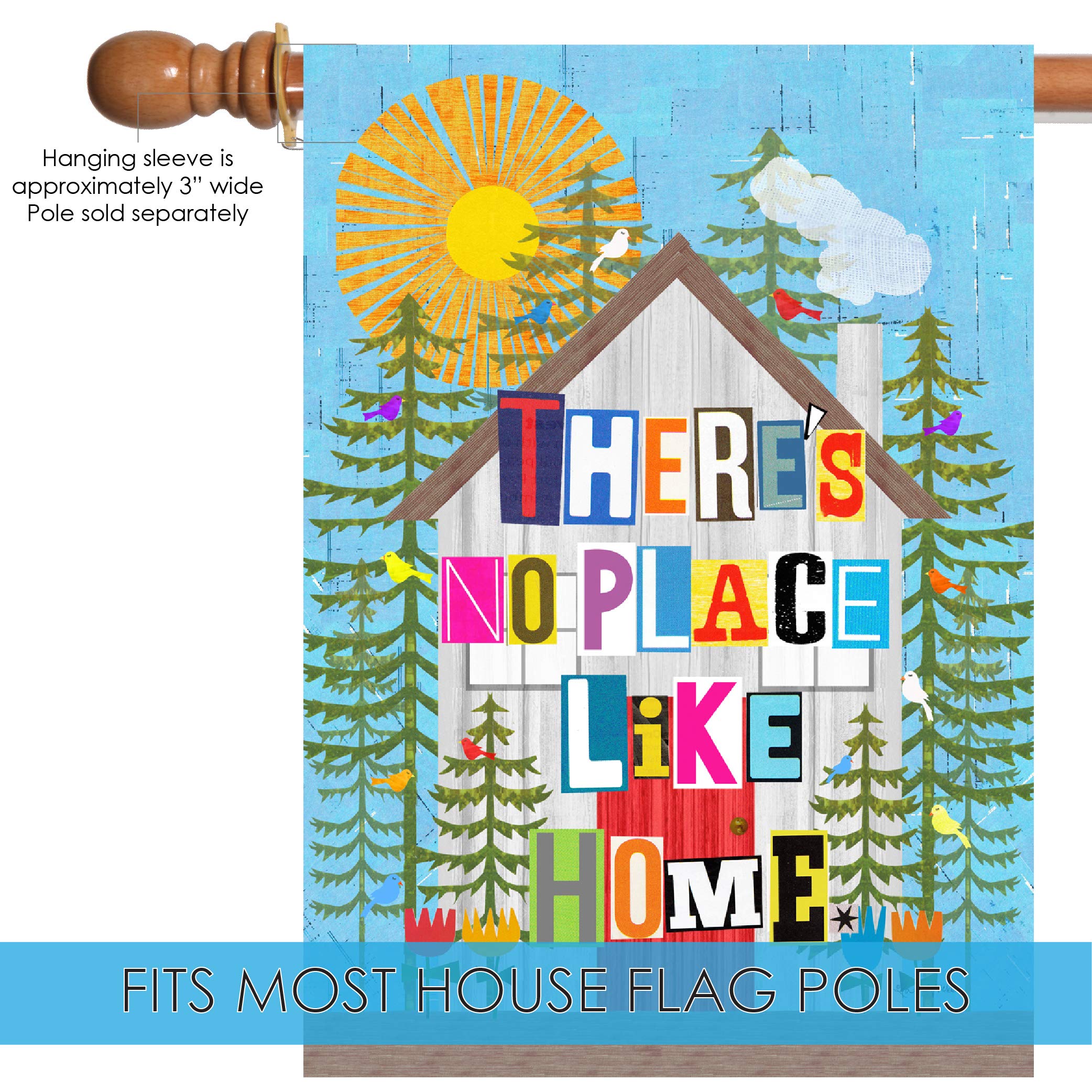 Toland Home Garden 1010793 No Place Like Home Double Sided Outdoor House Flag - 28x40 Inch Welcome Yard Decoration for Front Porch, Garden & Patio