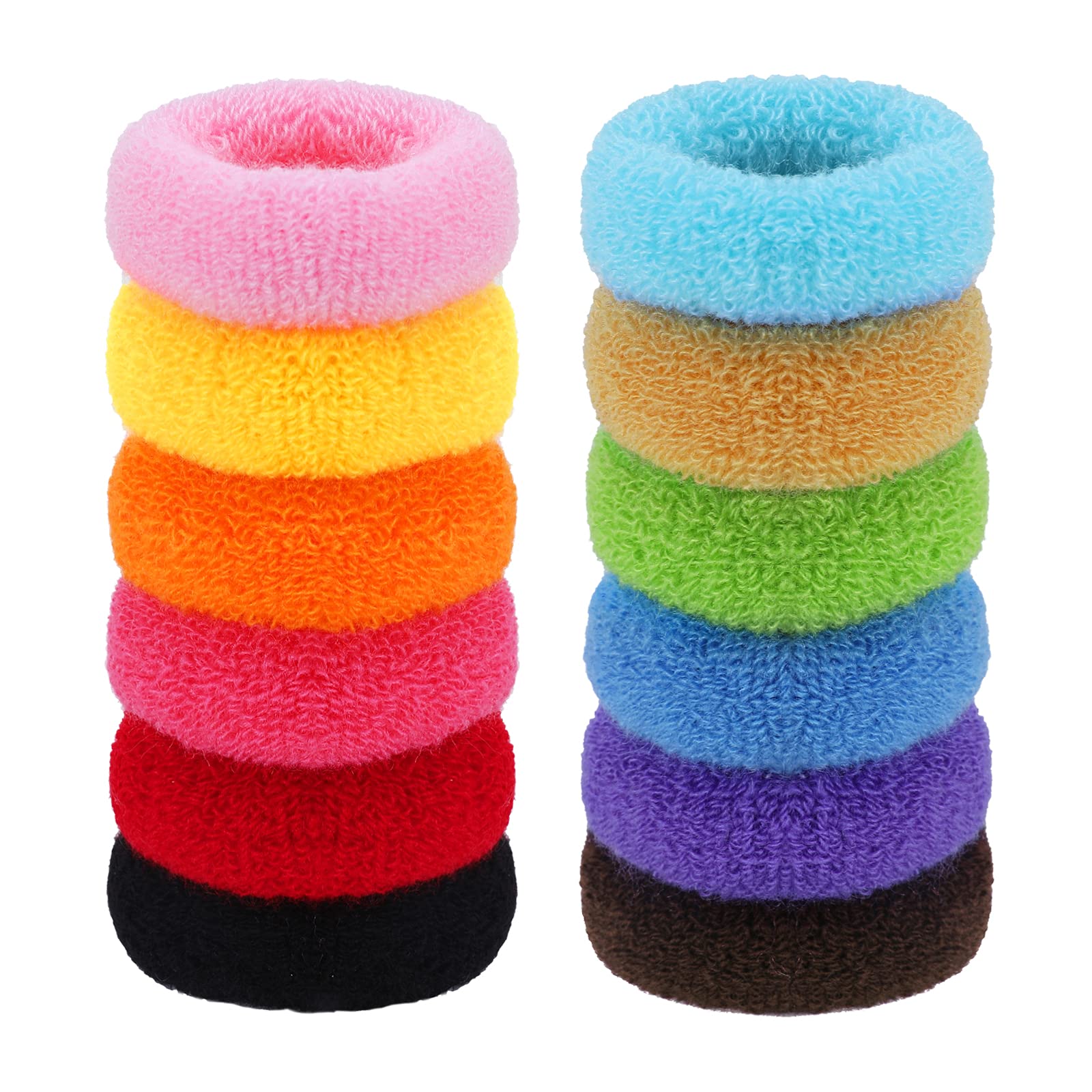 Boobeen 12 Pack Thick Hair Ties for Women - Seamless Large Hair Elastics for Thick & Curly Hair, Strong Ponytail Holders, Stretch Rubber Bands in Assorted Colors | Perfect for Workouts, Yoga, Office & Everyday Use