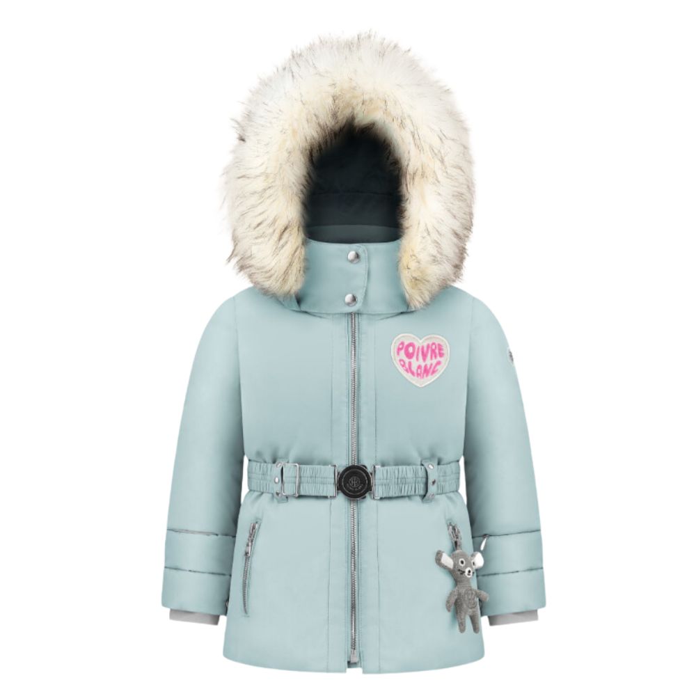 White Pepper Girls Ski Jacket - Aloe Blue for Ages 2-7 Years | Warm Winter Snow Jacket for Kids Outdoor Activities