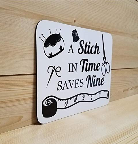 Handmade Wooden Quilt Sign - 'A Stitch in Time Saves Nine' Wall Art - Rustic Sewing Room Decor - Perfect for Quilting Studios & Craft Room Wall Hangings