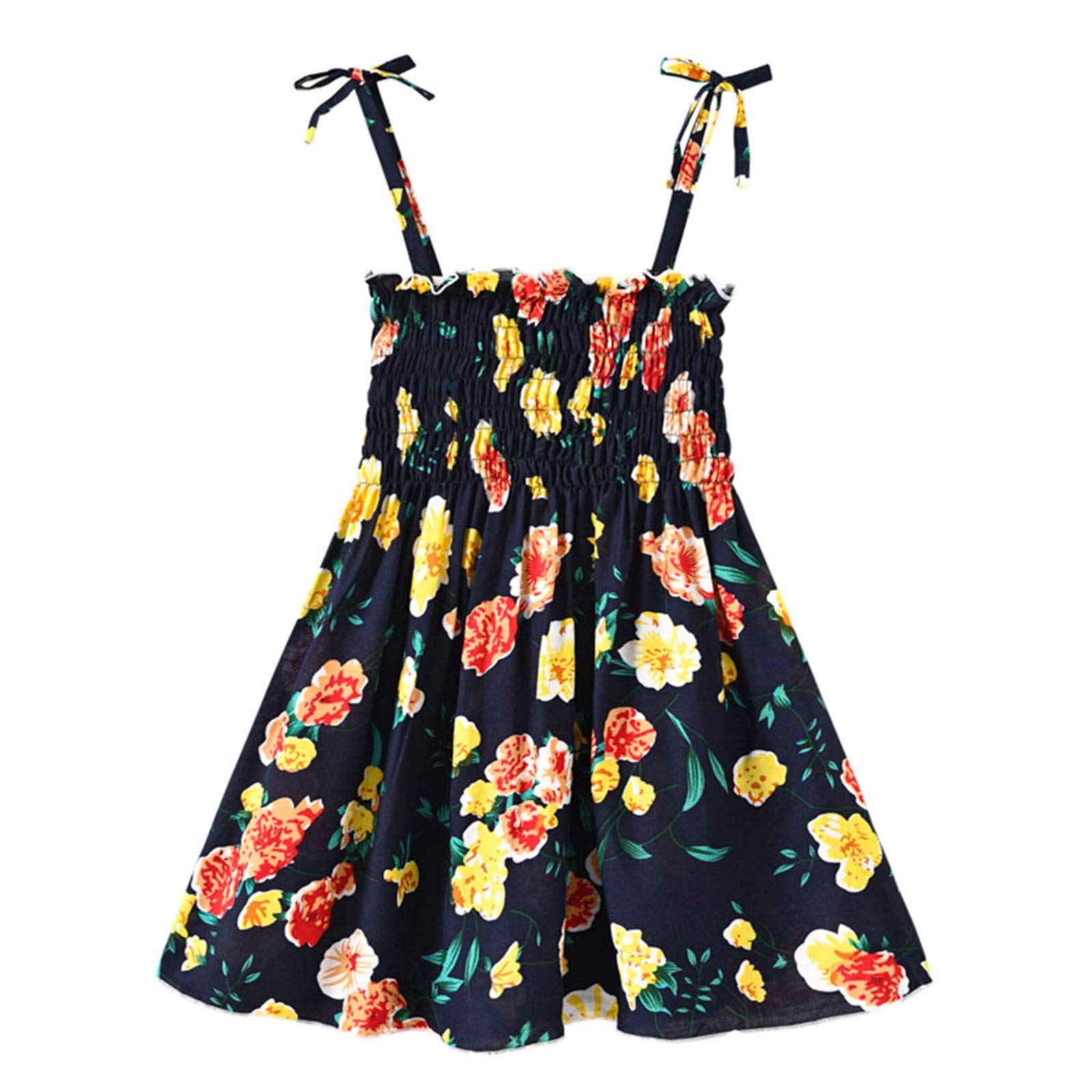 Princess Floral Ruffle Dress for Baby Girls 2-3 Years - Summer Toddler Kids Clothes with Adjustable Straps (Multicolor) | Perfect for Birthday Parties, Photo Shoots & Outdoor Play