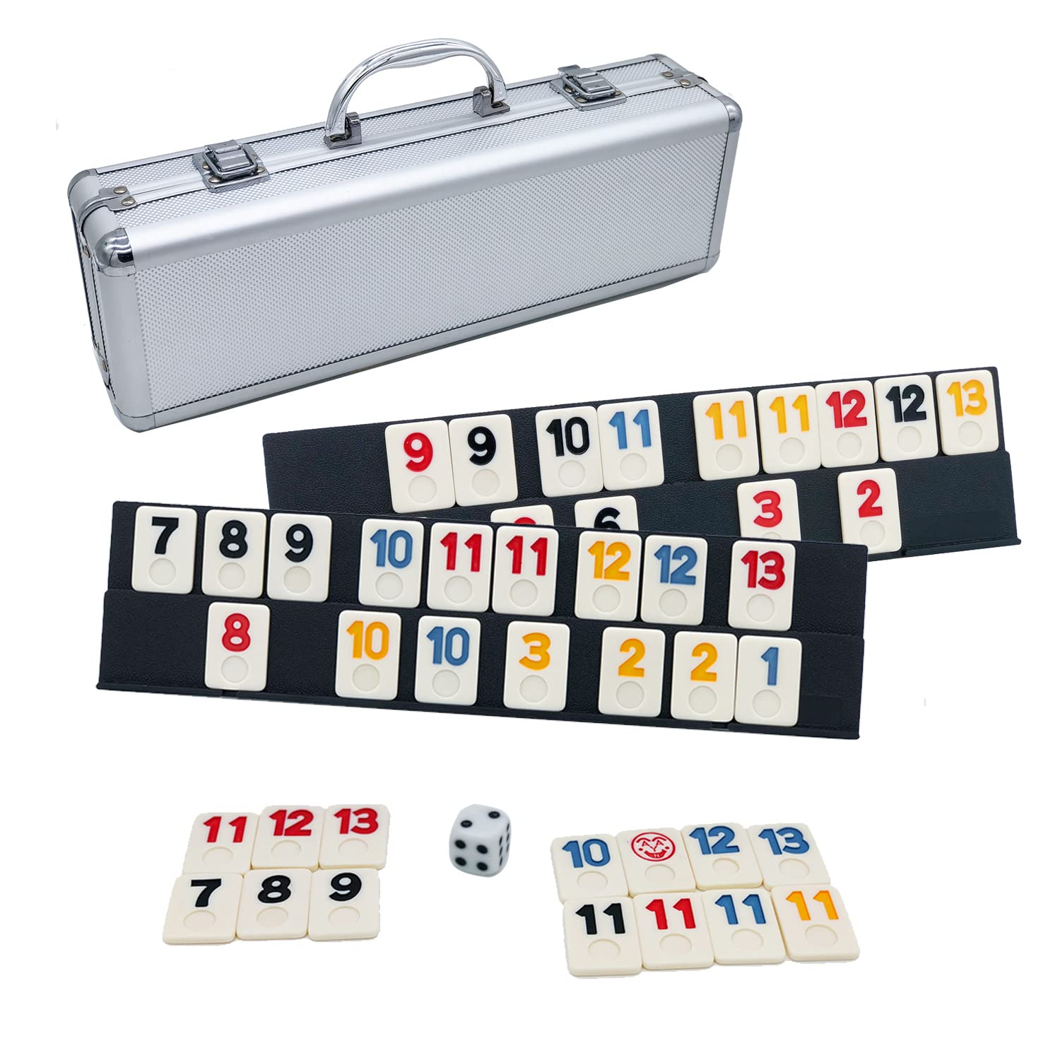 Rummy Cube Game Set with 106 Tiles & Travel Case - Two-Tier Rummy Board Game | Okey 101 Family Game for Kids & Adults | Perfect for Travel, Parties & Family Game Nights