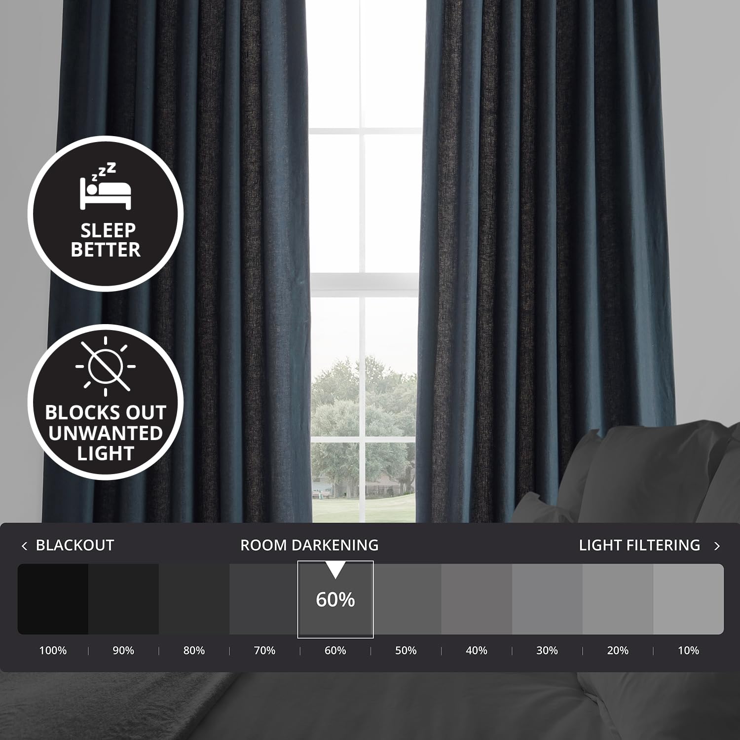 Premium French Linen Blackout Curtains 108