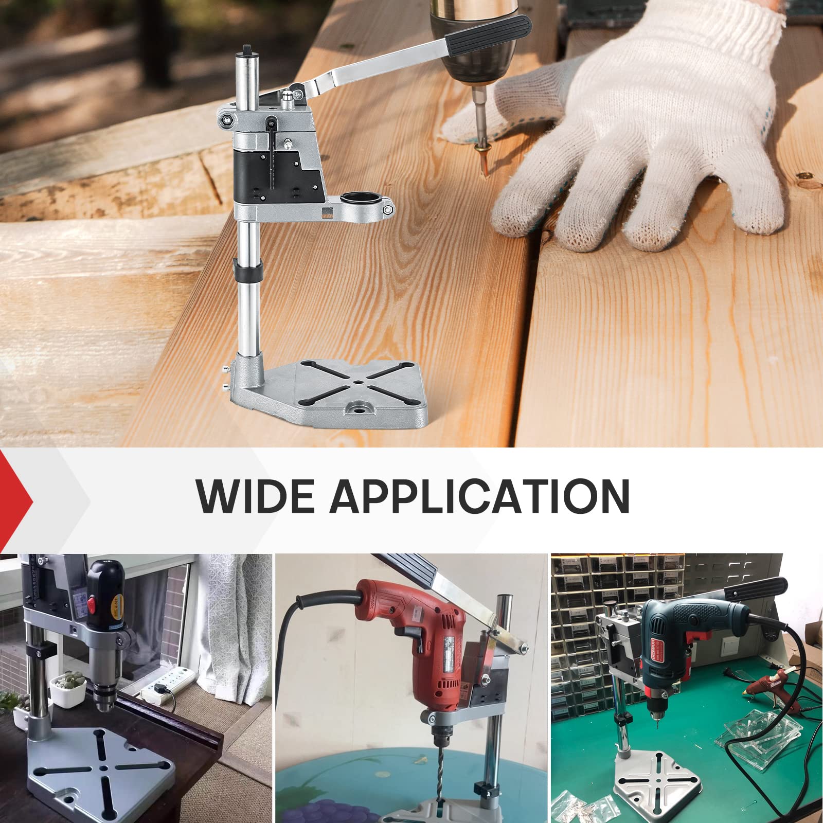 MAOPINER Universal Electric Drill Press Stand - Heavy Duty Bench Clamp for Hand Drills | Precision Drilling Workstation for Woodworking, Metalworking & DIY Home Repairs | Compatible with Most Power Drills