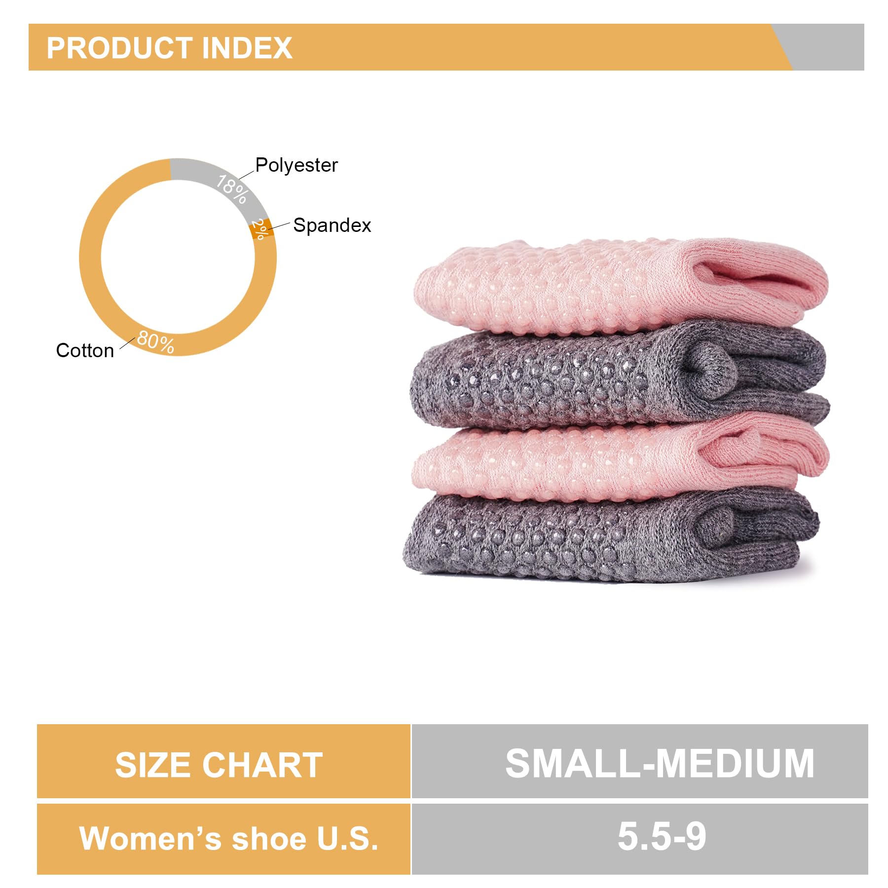 3 Pairs Non-Slip Grip Socks for Women - Anti-Skid Yoga, Pilates & Soccer Socks with Breathable Cotton - Perfect for Workout, Dance, Gym & Home Use