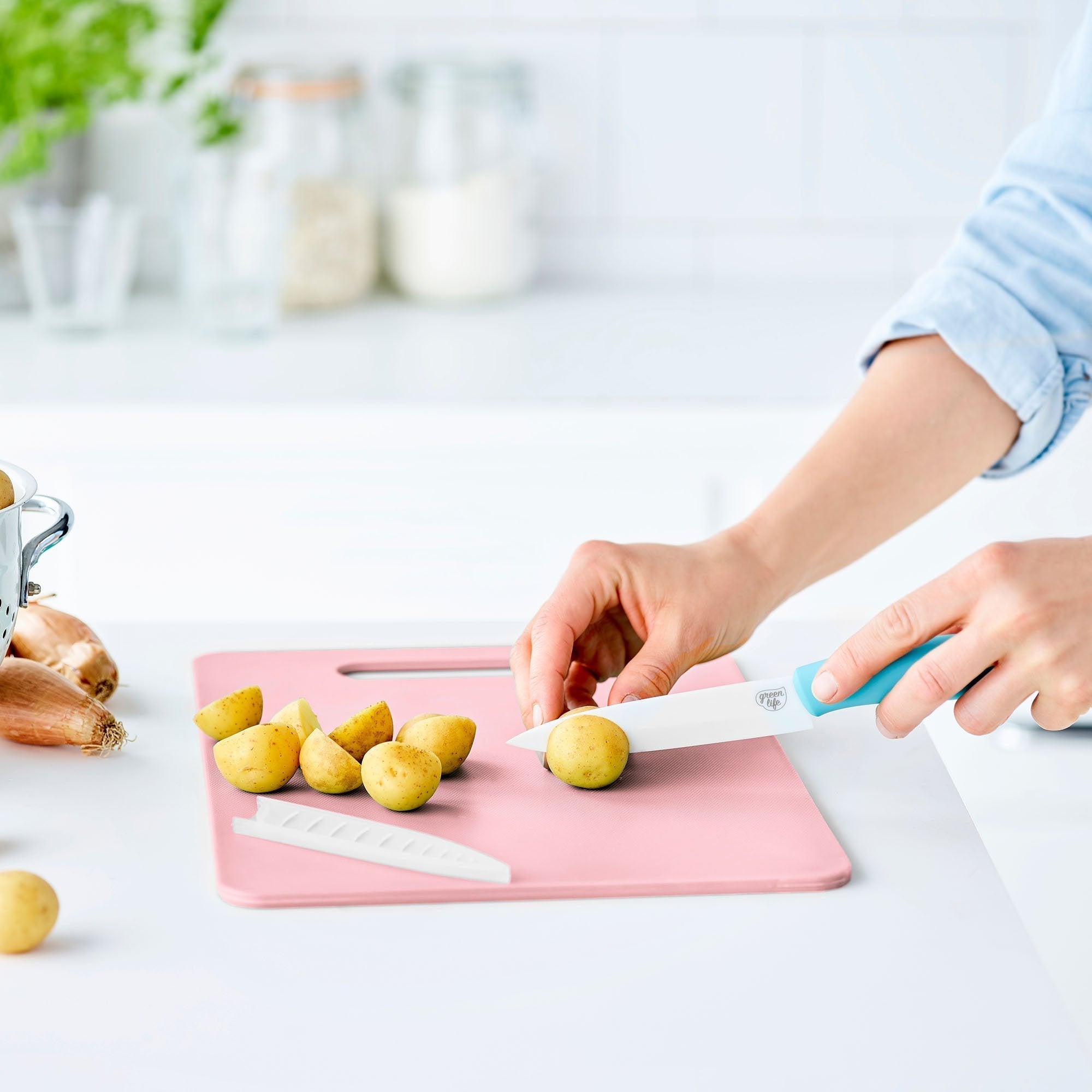 GreenLife Non-Slip Bamboo Cutting Board Set - 3 Piece Eco-Friendly Kitchen Chopping Boards with Juice Grooves | Perfect for Meal Prep, Vegetables, Fruits & Meat Cutting | Dishwasher Safe & Knife-Friendly Surface